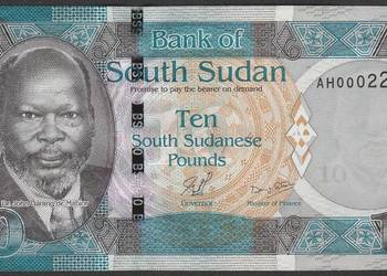 SUDAN POŁUDNIOWY 10 FUNTÓW 2015 - STAN BANKOWY UNC -