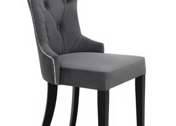 Pikowane krzesło z kołatką w stylu glamour szare VELVET