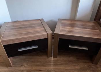 Szafki nocne komplet 2 szt. | nowoczesne | drewno + czarny połysk