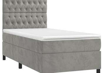 Łóżko kontynentalne z materacem i LED szare aksamit 80x200 cm WM-3136269