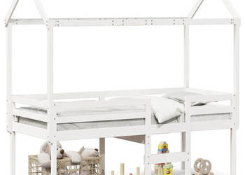 Wysokie łóżko z dachem białe lite drewno sosnowe 80x200 cm WM-3282136
