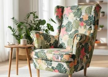Fotel Uszak Wzorzysty Monstera, Różne Kolory, Dostawa 0zł!