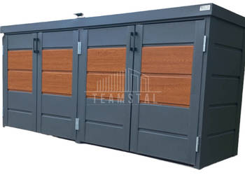 Zabudowa koszy na śmieci 235x65x110 cm 4x120L antracyt + jasny orzech TS600