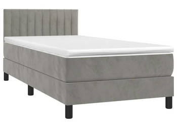 Łóżko kontynentalne z materacem i LED szare aksamit 90x190 cm WM-3134495