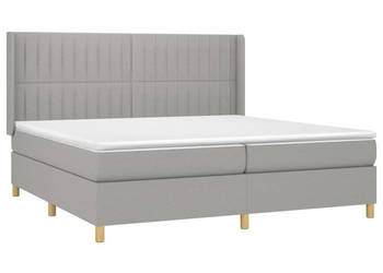 Łóżko kontynentalne z materacem jasnoszare tkanina 200x200cm WM-3139061