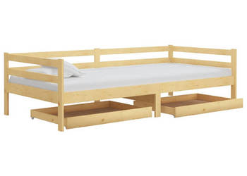 Łóżko dzienne z szufladami lite drewno sosnowe 90x200 cm WM-3083674