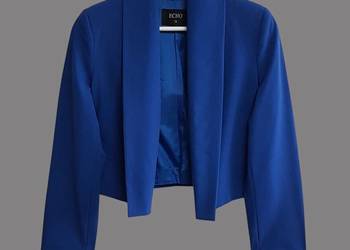 Damski elegancki niebieski żakiet z długim rękawem ECHO 38/M Damski elegancki niebieski żakiet z długim rękawem ECHO 38/M