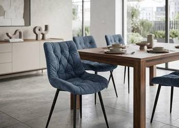 Niebieskie Krzesło Tapicerowane Oliver, Wysyłka 24H, Dostawa 0zł