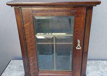 Stara szafka wisząca mała fazowane witrażowe szkło apteczka F063