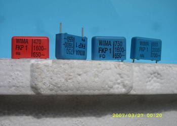 Kondensator FKP 1; 750 pF / 1600V --; 650V zm. , WIMA, nowe