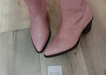 (40) Asos Design/ Różowe, bogato zdobione botki kowbojki z Londynu, NOWE