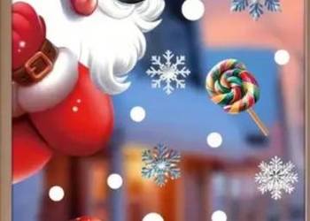 Naklejka świąteczna na okno szybę dekoracja ozdoba okienna mikołaj Nowa