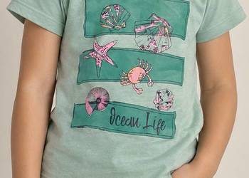 Koszulka dziewczęca miętowa z nadrukiem Ocean Life