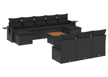 11-cz. zestaw wypoczynkowy do ogrodu poduszki czarny rattan PE WM-3224767