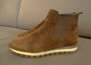 Buty Botki Damskie Skórzane Sztyblety Camelowe Skóra Welurowa Gabor 41