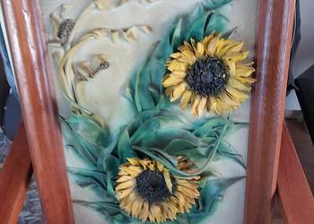 Obraz Sloneczniki wykonany ze skóry