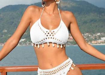 Strój kąpielowy kostium plażowy bikini ażurowy roz. M
