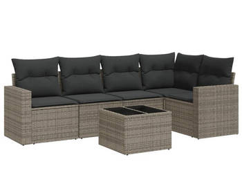6-cz. zestaw mebli ogrodowych z poduszkami szary rattan PE WM-3251277