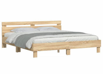 Rama łóżka z wezgłowiem i LED dąb sonoma 200x200 cm WM-3207520