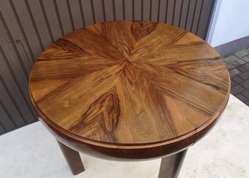 Stół Art-Deco Beczka Orzech Unikat Antyk Stary Rozkładany Po Renowacji