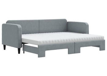 Sofa rozsuwana z materacami jasnoszara tkanina 80x200 cm WM-3196829