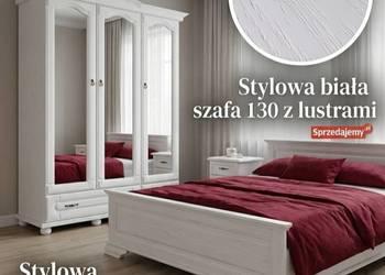 Stylowa Biała Szafa 130 (3L-2S) z Lustrami Skandynawia Bekas