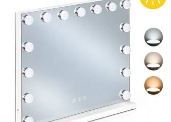 Lustro do makijażu LED 57x46 cm kosmetyczne podświetlane 3 barwy regulacja