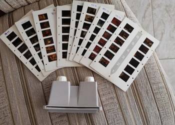 Diaskop rzutnik z zestawem slajdów. Zabawka dla dzieci z PRL