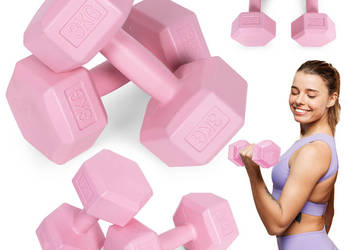 Hantle sześciokątne zestaw 2x3 kg ciężarki do ćwiczeń obciążniki fitness r…
