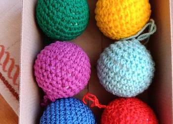 Bombki choinkowe ręcznie robione z kolorowej włóczki 8 zł. za1 - hand made