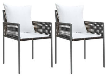 Krzesła ogrodowe z poduszkami 2 szt. brązowe 54x61x83 cm WM-364100