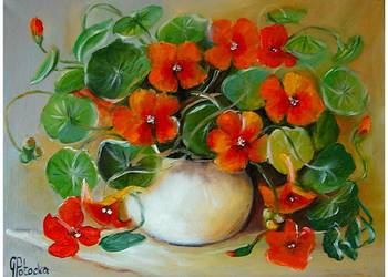 Nasturcje obraz olejny na płótnie 40-30cm dostępny