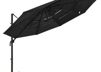 4-poziomowy parasol na aluminiowym słupku czarny 3x3 m WM-313834