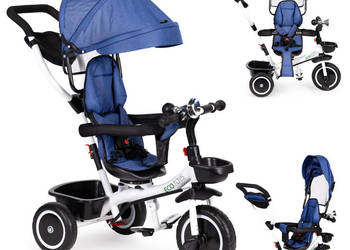 Rowerek trójkołowy spacerówka wózek obracany 360 niebieski ECOTOYS