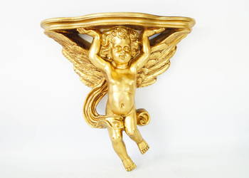 KONSOLKA BAROKOWA półka złota AMOR putto piękna