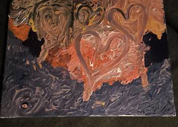 „Obraz z motywem serc – dynamiczna, kolorowa ekspresja”