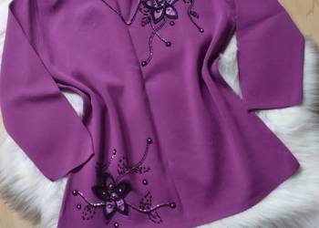 ROMAN bluzka rękaw 3/4 S/M fioletowa fuksja wiskoza vintage