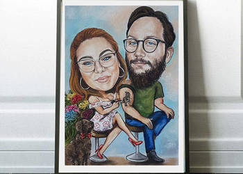 Karykatura, portret 100% rękodzieło, na zamówienie, wyjątkowy prezent