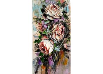 Kowalik - Róże XIII - 20x40cm Obraz Olejny Kwiaty