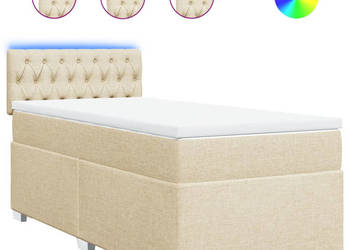 Łóżko kontynentalne z materacem kremowe tkanina 90x200 cm WM-3288083
