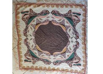 Vintage chusta z frędzlami apaszka pastelowa pareo duża zwiewna elegancka