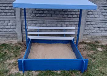 Piaskownica drewniana z daszkiem dla dzieci 150x150