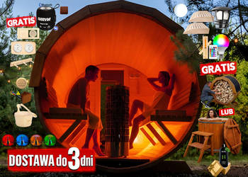 SAUNA Ogrodowa 400cm + Okno 100% +PRZEBIERALNIA +PRZEDSIONEK +GRATIS Beczka