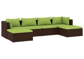 vidaXL 6-cz. zestaw wypoczynkowy do ogrodu, poduszki, rattan PE(sku3101804)