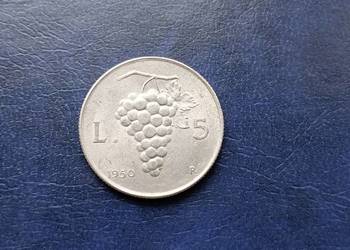 Stare monety 5 lir 1950 WŁochy