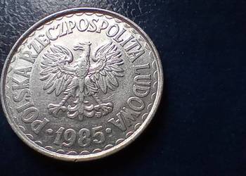 Stare monety 1 złoty 1985  podwójna data i napis PRL Polska destrukt