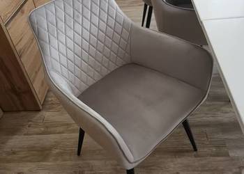 Krzesla nowe welur polysk szare agata