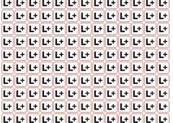 Naklejka L+ na rozdzielnice kwadraty 234 szt 13 mm