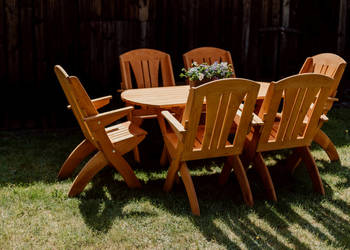 Meble ogrodowe drewniane składane typ X lamel nr 7 owal