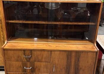 Komoda kredens prl witryna nadstawka patyczak orzech vintage loft 60s 70s
